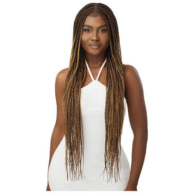 Long Box Braided Lace Front Wig Crochet Braids Burgundy Synthetic